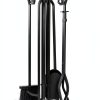 Fireplace Tool Set Uniflame Black Iron Stand-6