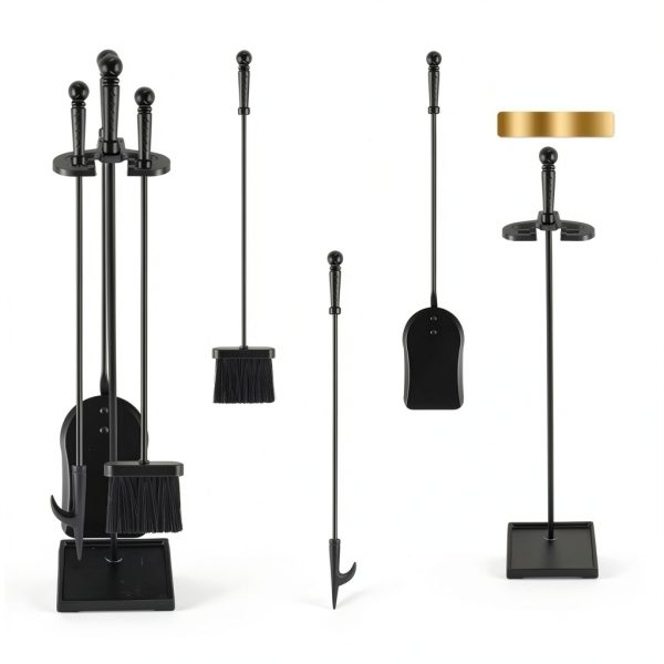 FEED GARDEN Wrought Iron Fireplace Tool Set 4pcs-1