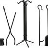 Fireplace Tool Set Uniflame Black Iron Stand-4