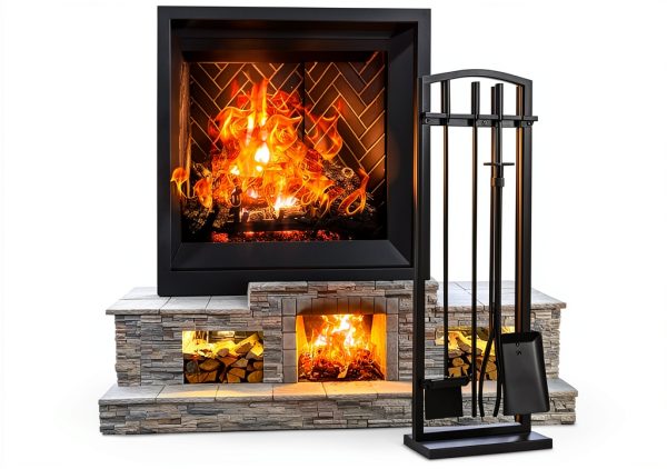 Fireplace Tool Set Gtongoko Wrought Iron 5 Piece-6