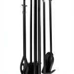Fireplace Tool Set Uniflame Black Iron Stand-0