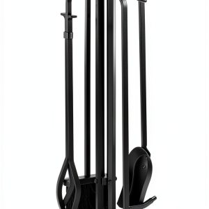 Fireplace Tool Set Uniflame Black Iron Stand-0