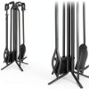 Fireplace Tool Set Uniflame Black Iron Stand-2