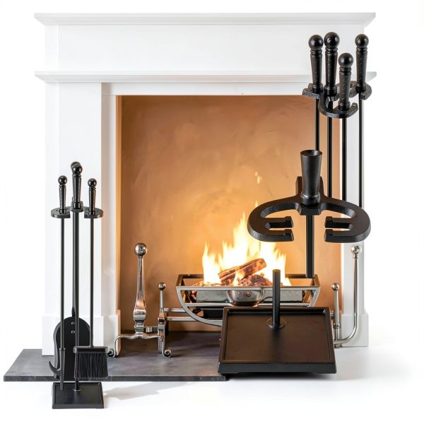 FEED GARDEN Wrought Iron Fireplace Tool Set 4pcs-2