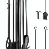 Fireplace Tool Set Uniflame Black Iron Stand-3