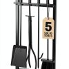 Fireplace Tool Set Gtongoko Wrought Iron 5 Piece-0