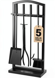 Fireplace Tool Set Gtongoko Wrought Iron 5 Piece-0