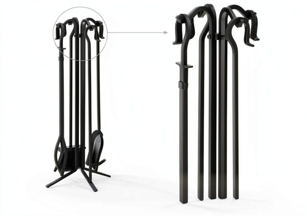 Fireplace Tool Set Uniflame Black Iron Stand-1