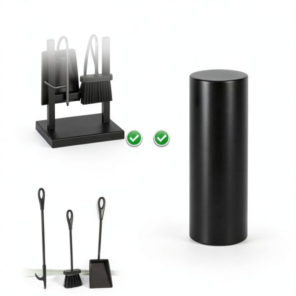 Fireplace Tool Set FEED GARDEN Modern Wrought Iron 5 Piece Black Set-4