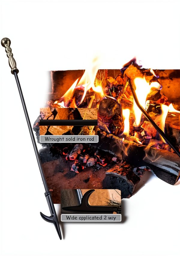 Lichamp 5-in-1 Fireplace Tool Set FTS45BK Wrought Iron with Stand-3