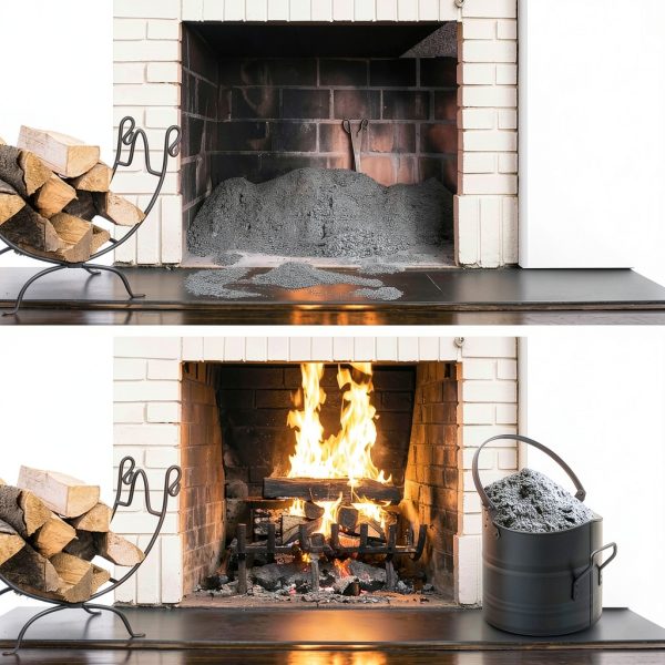 Poofzy Ash Bucket 2.6 Gallon Fireplace Set with Lid, Shovel Broom-4