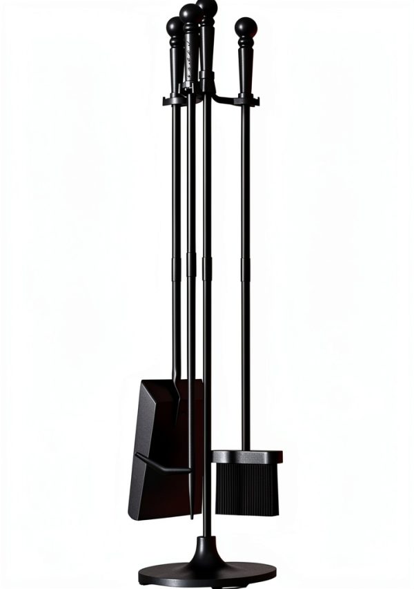 Fire Beauty Fireplace Tool Set 4-Piece Wrought Iron with Ergonomic-8