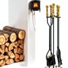 Lichamp 5-in-1 Fireplace Tool Set FTS45BK Wrought Iron with Stand-1