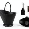 Ash Bucket Poofzy 3.2 Gallon Metal Round Ash Bucket with Lid Black-1