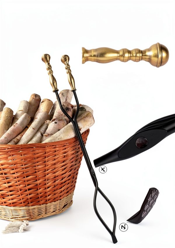 Lichamp 5-in-1 Fireplace Tool Set FTS45BK Wrought Iron with Stand-2