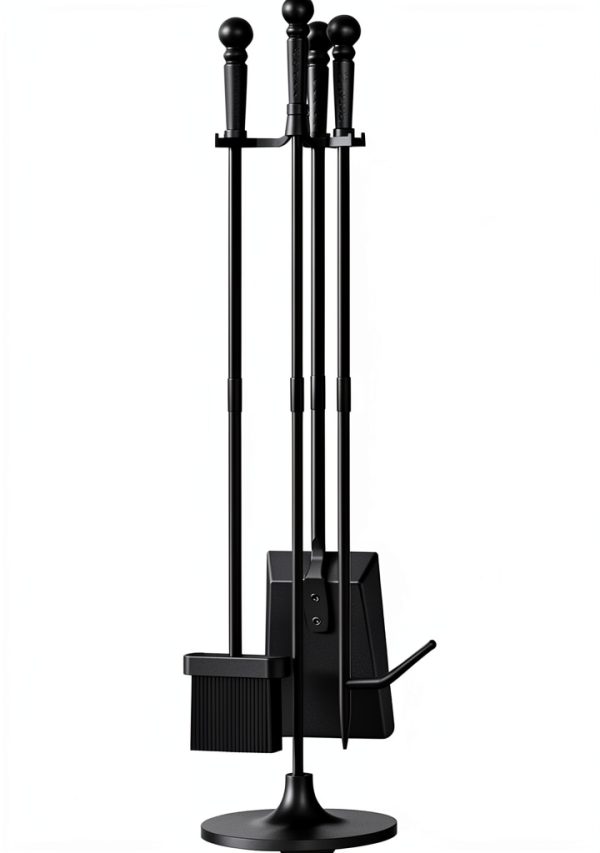 Fire Beauty Fireplace Tool Set 4-Piece Wrought Iron with Ergonomic-7