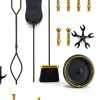 Lichamp 5-in-1 Fireplace Tool Set FTS45BK Wrought Iron with Stand-6
