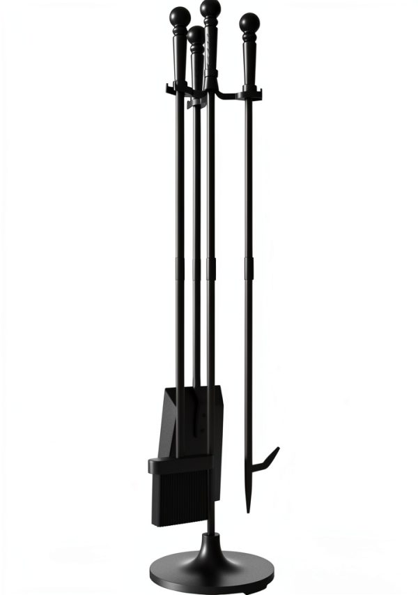 Fire Beauty Fireplace Tool Set 4-Piece Wrought Iron with Ergonomic-3