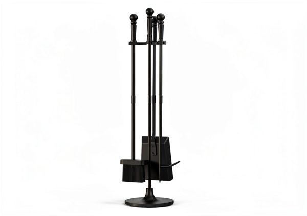Fire Beauty Fireplace Tool Set 4-Piece Wrought Iron with Ergonomic-2