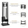 Fireplace Tool Set FEED GARDEN Modern Wrought Iron 5 Piece Black Set-5
