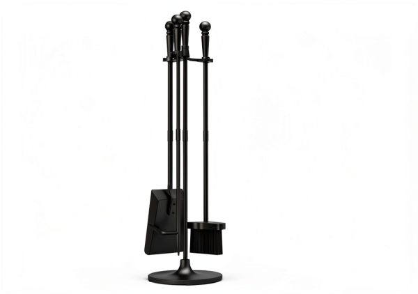 Fire Beauty Fireplace Tool Set 4-Piece Wrought Iron with Ergonomic-4