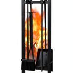 Fireplace Tool Set FEED GARDEN Modern Wrought Iron 5 Piece Black Set-0