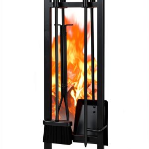 Fireplace Tool Set FEED GARDEN Modern Wrought Iron 5 Piece Black Set-0