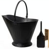 Ash Bucket Poofzy 3.2 Gallon Metal Round Ash Bucket with Lid Black-0