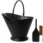 Ash Bucket Poofzy 3.2 Gallon Metal Round Ash Bucket with Lid Black-0