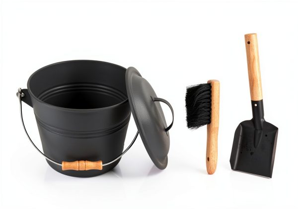 Poofzy Mini Ash Bucket 1.3 Gallon Metal with Lid Gray-2