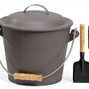 Poofzy Mini Ash Bucket 1.3 Gallon Metal with Lid Gray-0