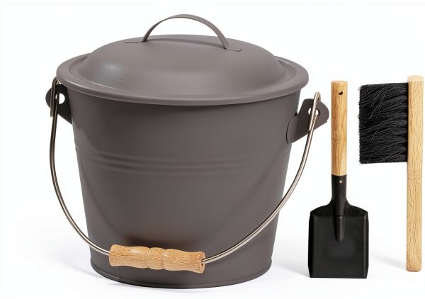 Poofzy Mini Ash Bucket 1.3 Gallon Metal with Lid Gray-0