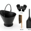 Ash Bucket Poofzy 3.2 Gallon Metal Round Ash Bucket with Lid Black-2