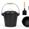 Poofzy Mini Ash Bucket 1.3 Gallon Metal with Lid Gray-1