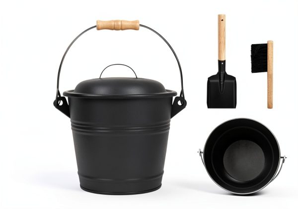 Poofzy Mini Ash Bucket 1.3 Gallon Metal with Lid Gray-1