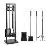 Fireplace Tool Set FEED GARDEN Modern Wrought Iron 5 Piece Black Set-3