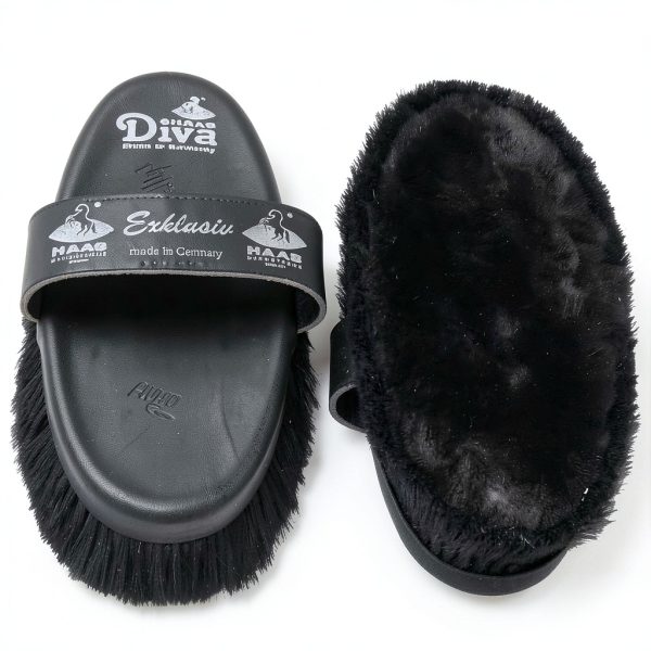 Haas Diva Exclusive Grooming Brush Matte Lambskin Black 200x85mm-0