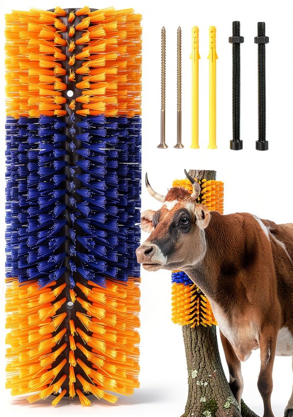 Livestock Scratch Brush RUSIW Yellow 2 Pack for Horses Cows Goats-0