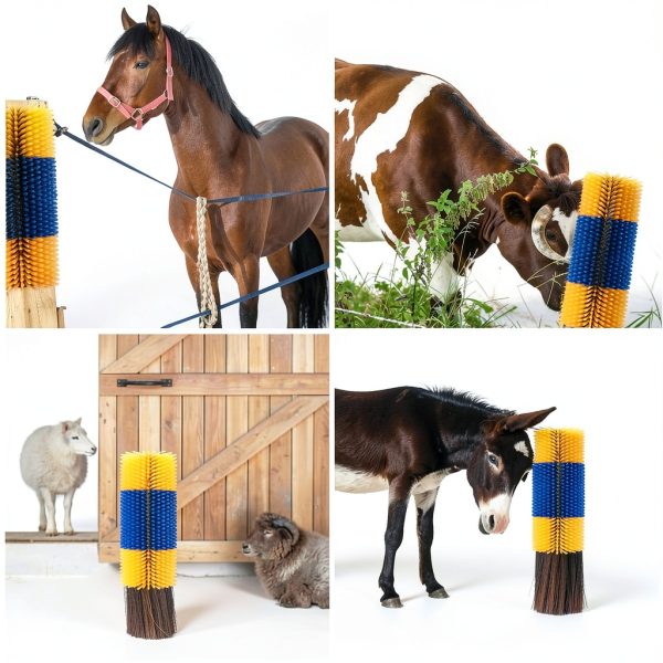 Livestock Scratch Brush Kit KUNBEIEN Horse Brush 304 Yellow/Green-4