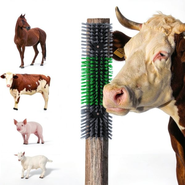 Livestock Scratch Brush by Rouisxue – Gray 2‑Piece Fence Post Groomer-4